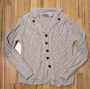 Aran crafts merino wool cable knit sweater beige cardigan
